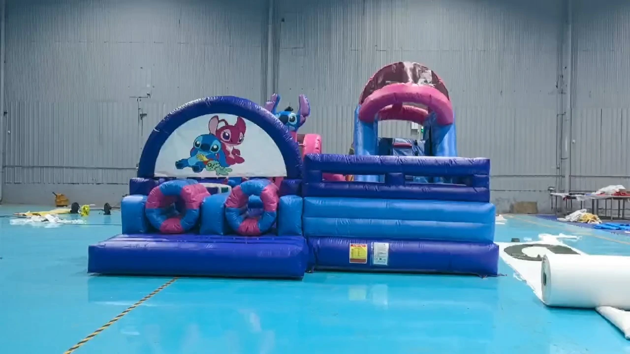 ‌Stitch &lt;000000&gt; Lio parcours d&39;obstacles gonflable combiné‌, château gonflable d&39;usine Fun City pour enfants 1