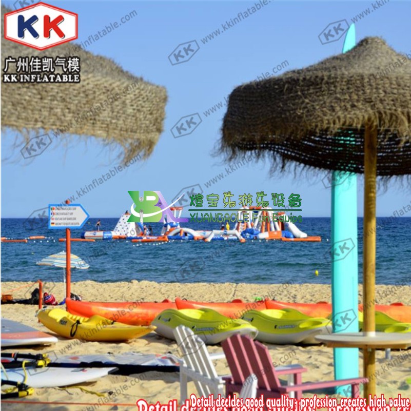 Island Giant Inflatable Water Park Inflatable Floating Slides with Trampoline 6