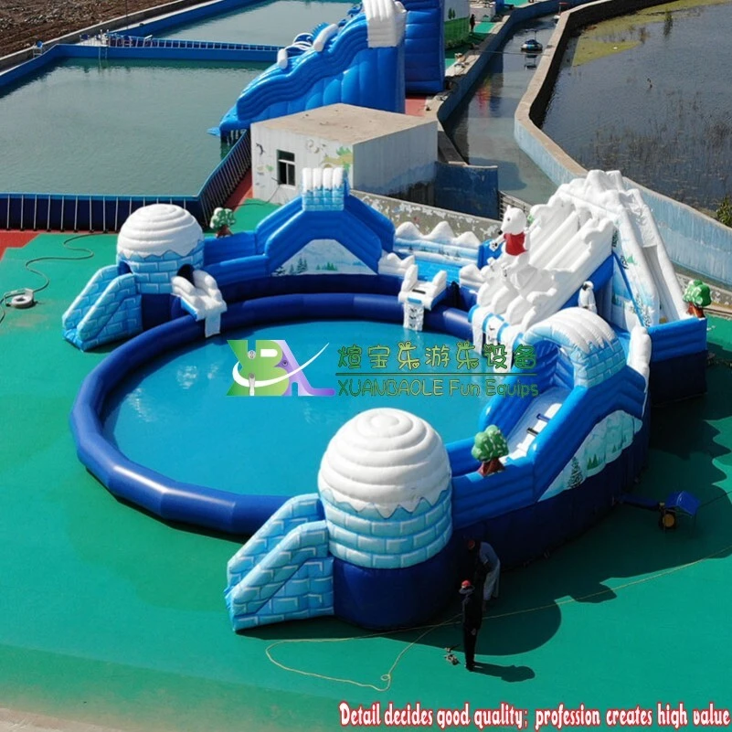 Giant ice and snow Combination Water Slide Park move Inflatable Water Park with Pool 1