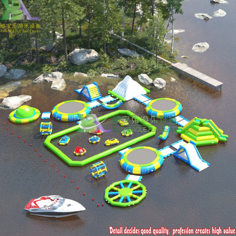 Bounce de divertissement aquatique gonflable flottant, glissière & Conquier 6