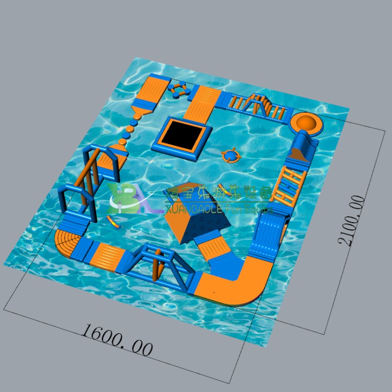 Gimnasio Aqua flotante inflable de los deportes acuáticos con zonas de escalada y salto en los lagos del interior 7