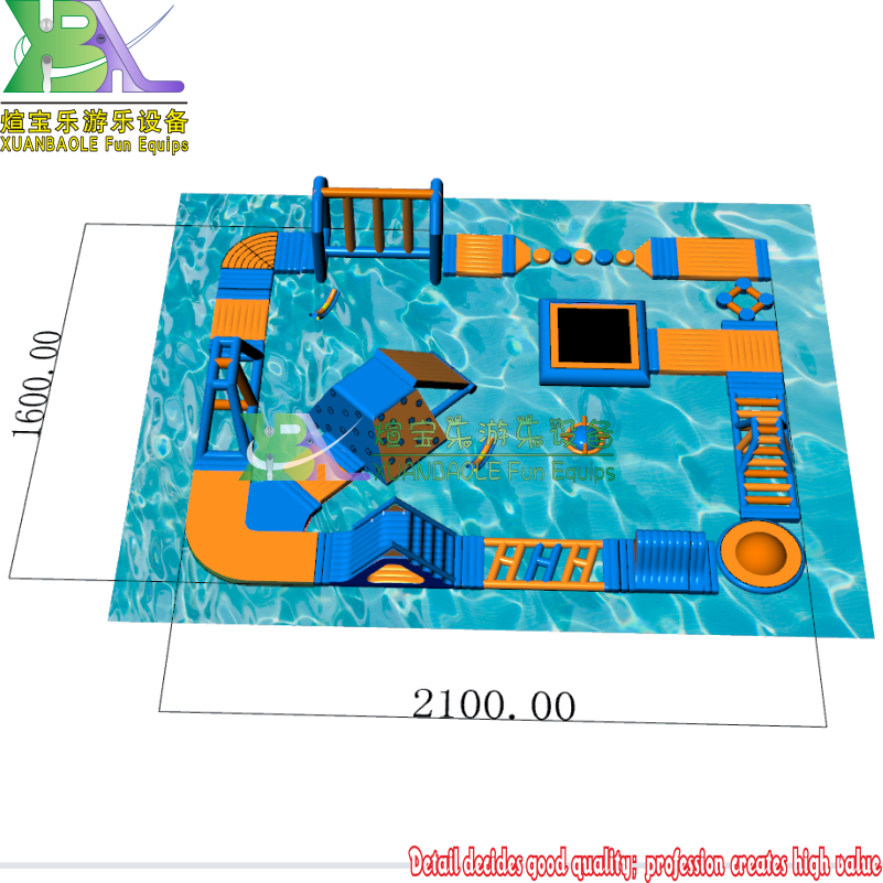 Gimnasio Aqua flotante inflable de los deportes acuáticos con zonas de escalada y salto en los lagos del interior 1