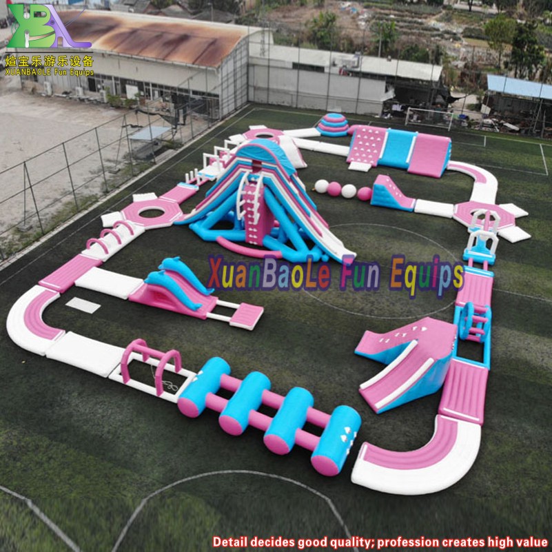 Pink Floating Inflatable Sea Aqua Park Inflatable water Obstacle Course Arena 6