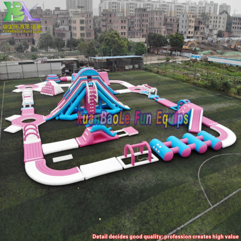 Pink Floating Inflatable Sea Aqua Park Inflatable water Obstacle Course Arena 7