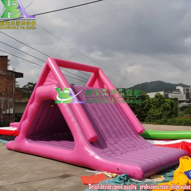 Floating Triangle Water Slide Pink&Purple Inflatable Floating Swimming Pool Slide In Water Play Equipment 1