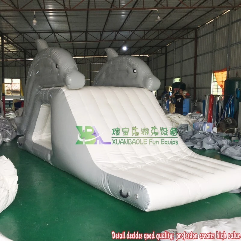 Lake Inflatable Floating Twin Dolphins Water Slide - Water Park Toy 1