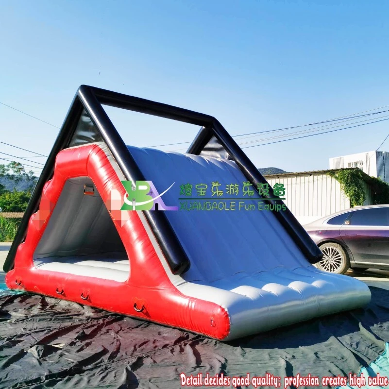 Red & Grey Triangle Inflatable Water Games Floating Slide, Mini Floating Climbing Water Slide 1