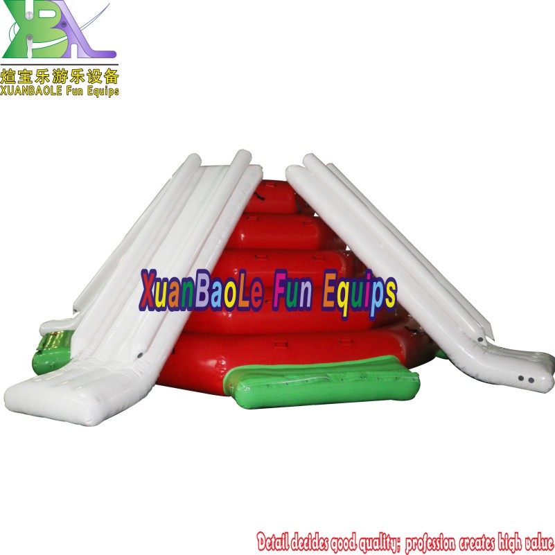 PVC Inflatable Floating Island Climbing Tower Slide For Water Game 8