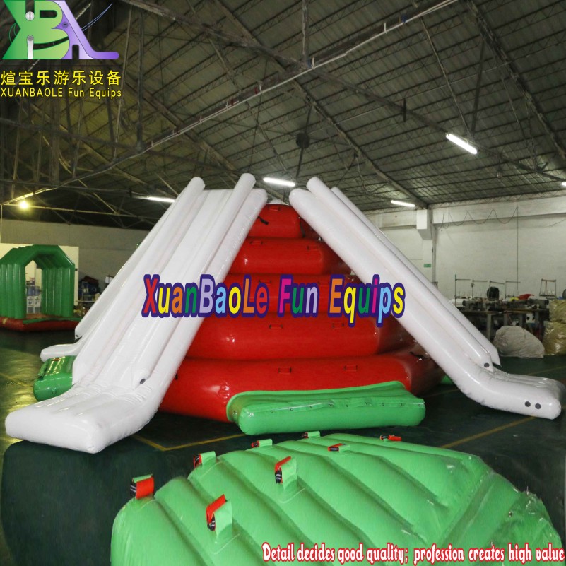 PVC Inflatable Floating Island Climbing Tower Slide For Water Game 6