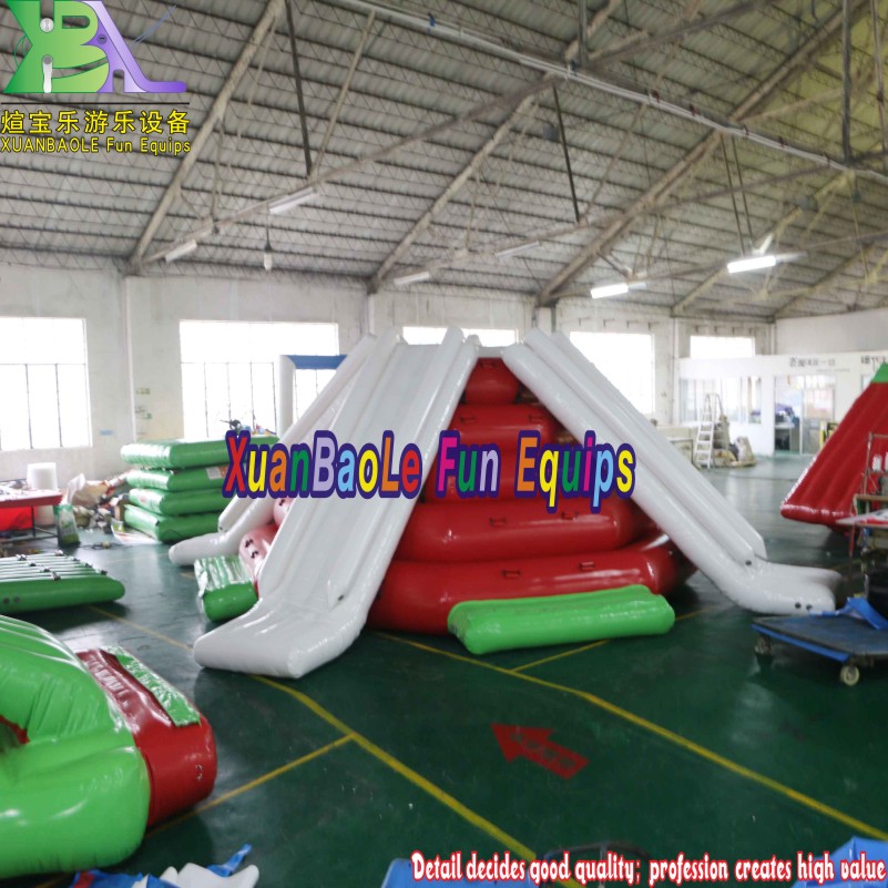 PVC Inflatable Floating Island Climbing Tower Slide For Water Game 5