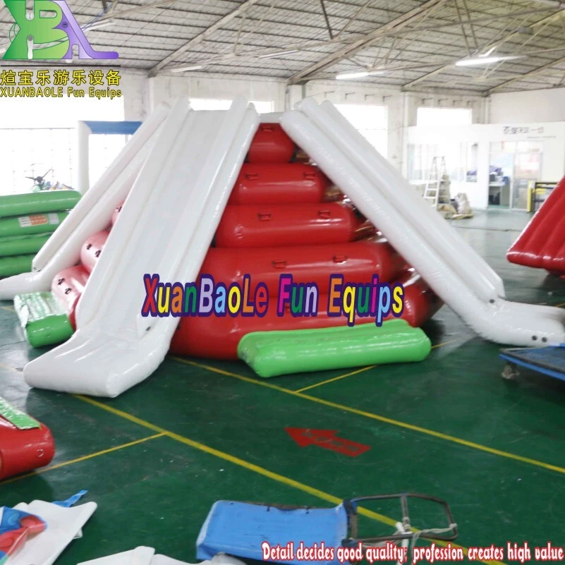 PVC Inflatable Floating Island Climbing Tower Slide For Water Game 1