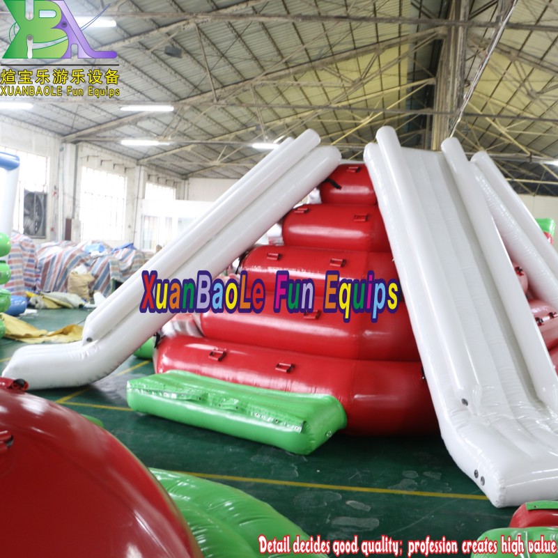 PVC Inflatable Floating Island Climbing Tower Slide For Water Game 3