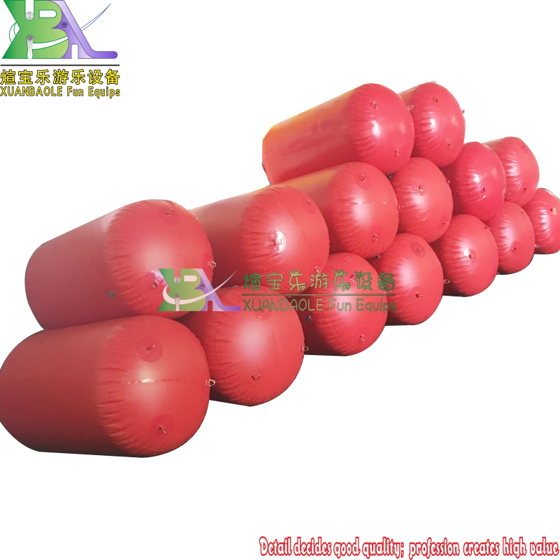 Red Cylinder Inflatable Marker Buoy Heavy - Duty PVC Cylinder Lake Swim Area Buoys 1