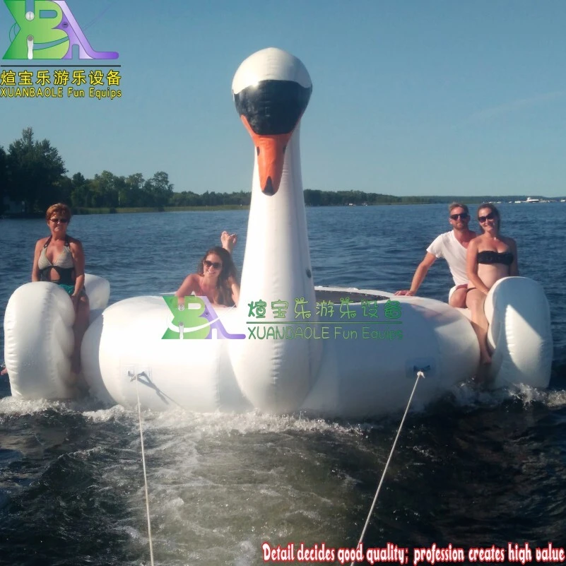 Giant Inflatable Water Trampoline Bounce Bed - Swan Shape for Lake/Pool Water Fun 1