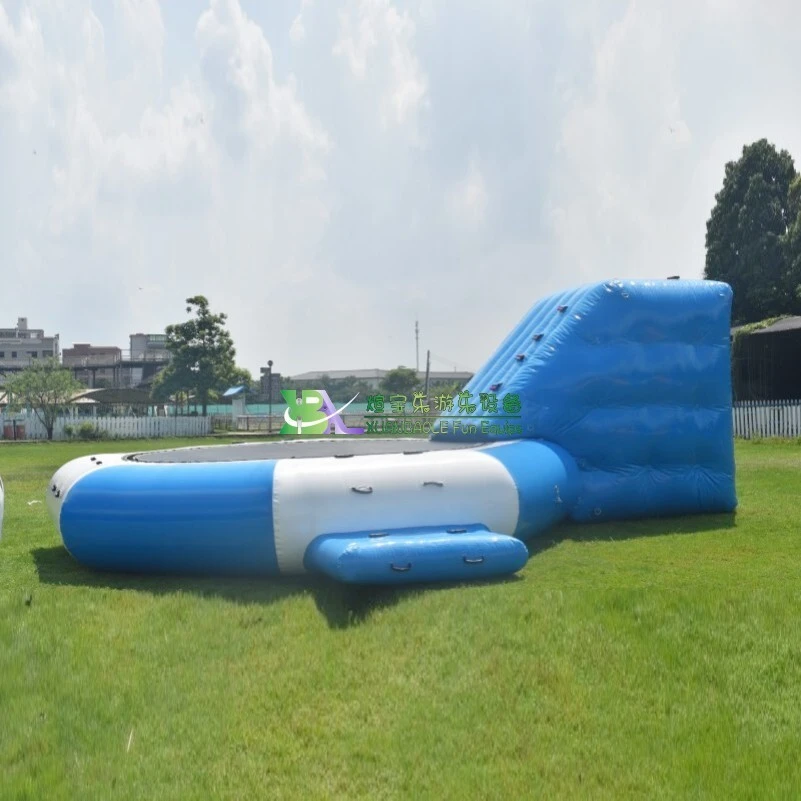 Inflatable Water Trampoline Combo, Jump, Climb & Slide for All Ages – Lake/Sea Ready 1
