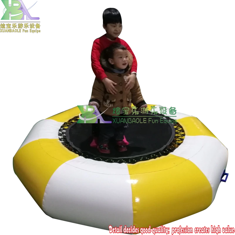 Yellow - White Striped Inflatable Water Trampoline for waterpark Activities 1