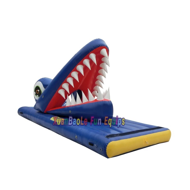 Giant Inflatable Obstacle Course Shark Mouth Pool Floating Water Toy 1