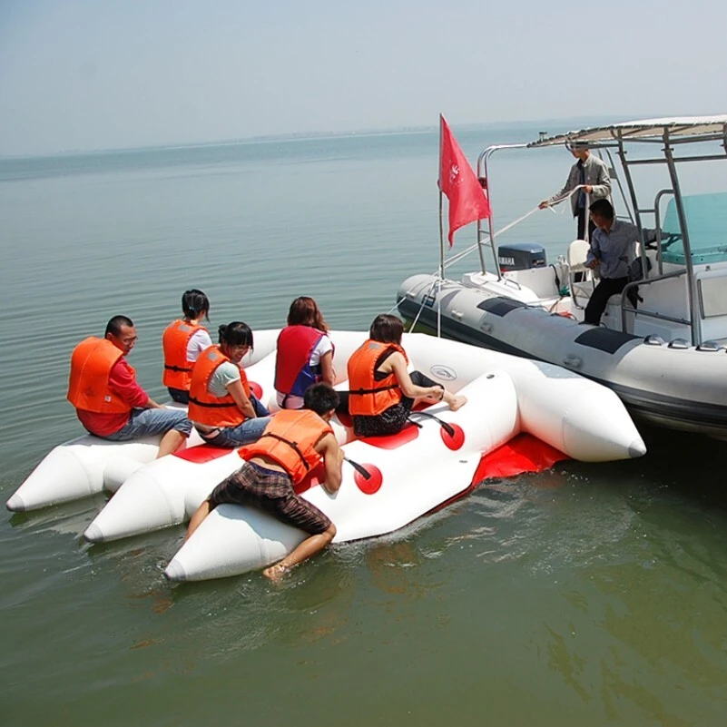 Naranja duradera - Barco de pescado con mosca hídrica inflable gris Barco remolcador para equipos de agua deportiva al aire libre 1