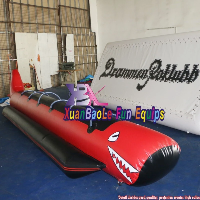 Customized 6 Persons Shark - Shaped Inflatable Water Banana Boat 1