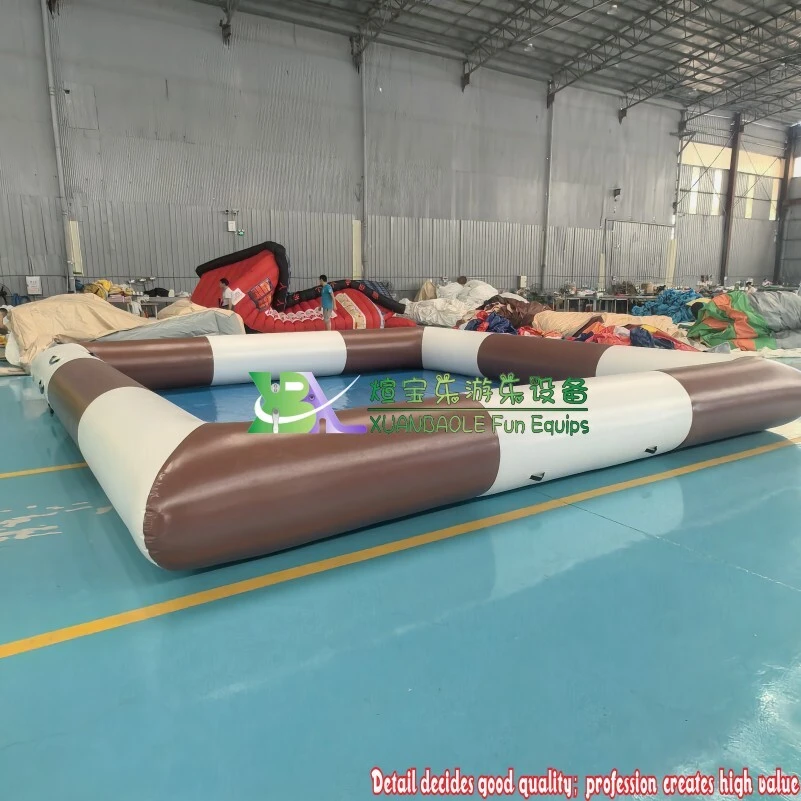 Brown White Striped Inflatable Pool, Commercial Grade Water Fun Equipment 1