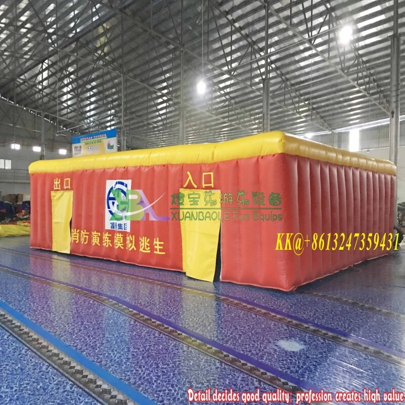 Carpa inflable de simulación de incendios para entrenamiento de escape de emergencia para simulacros de vida real 1