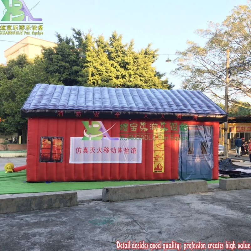 Mobile Inflatable Fire - Fighting Simulation Experience Venue Inflatable Fire Safety House Tent 1