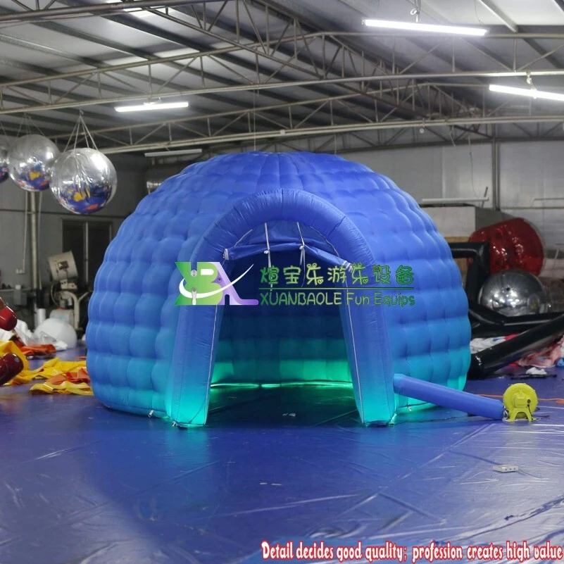 5m Diameter Blue Oxford Inflatable Lighting Round Dome Tent with Air Blower for Events 1