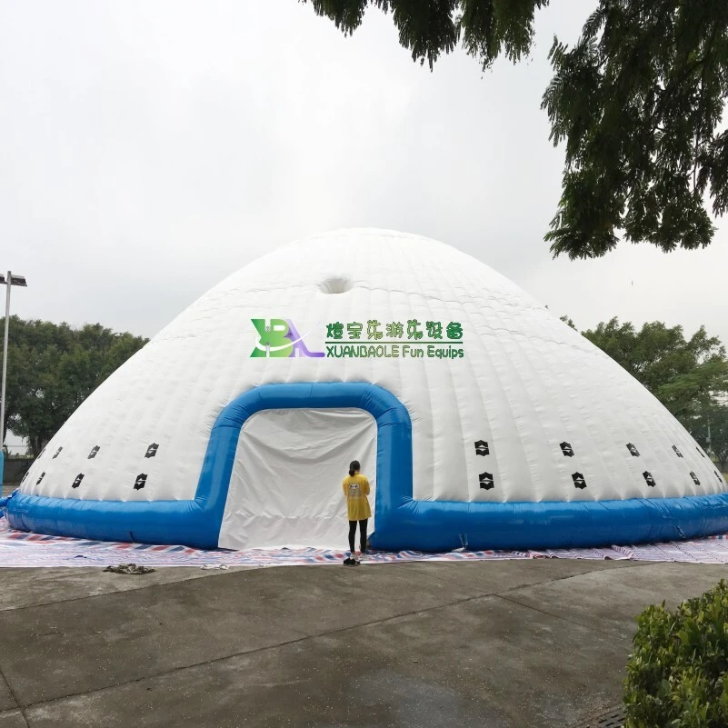 Giant White and Blue Inflatable Dome Tent for Events and Gatherings 1