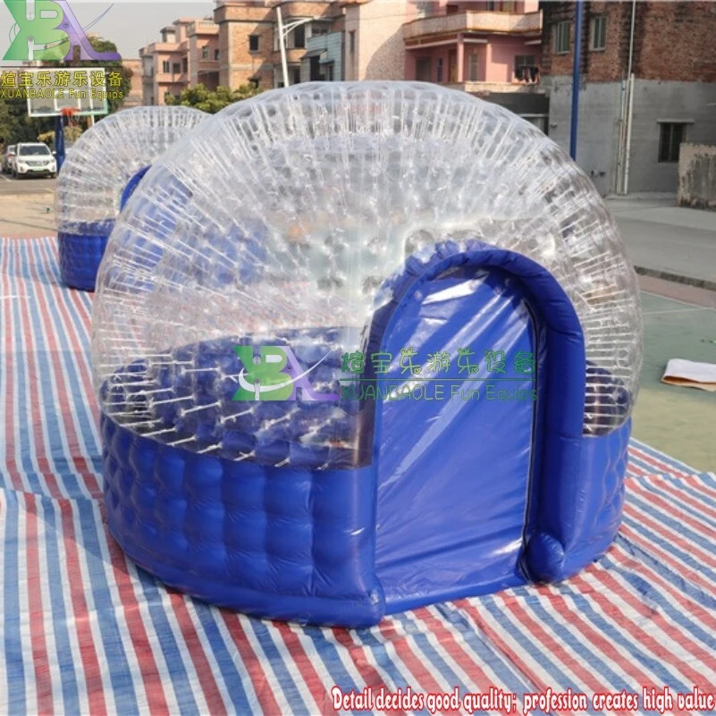 Outdoor Inflatable Transparent Bubble Tent - Blue-Accented PVC Clear Dome for Events 1