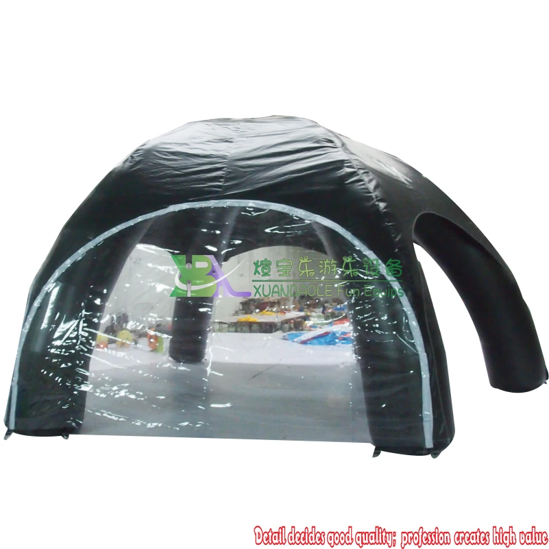 Black Inflatable Dome Tent with Transparent Door - Multi-Leg Outdoor Event & Commercial Shelter 1