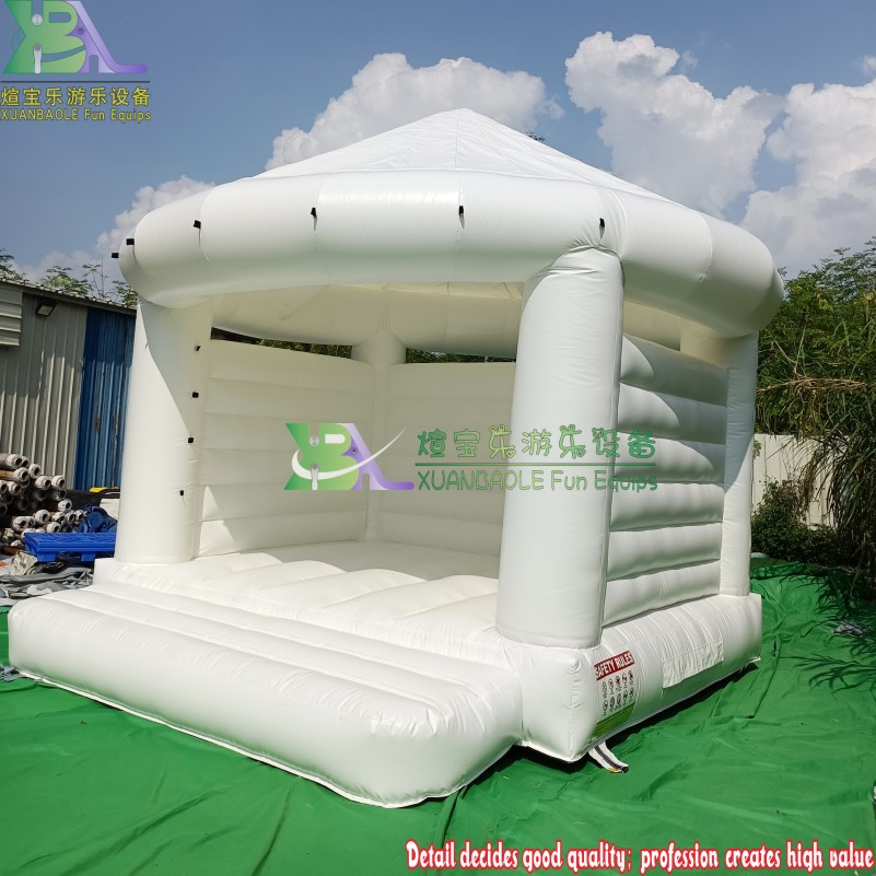 Elegant White & Gold Inflatable Bouncy Castle with Curtains Wedding Events & Kids' Parties 4
