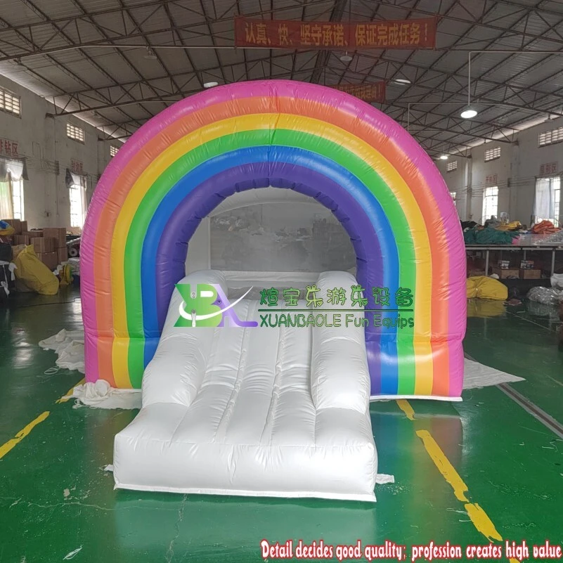Colorful Rainbow Inflatable Bouncer with Slide – Durable & Mini Inflatable Castle for Children 1