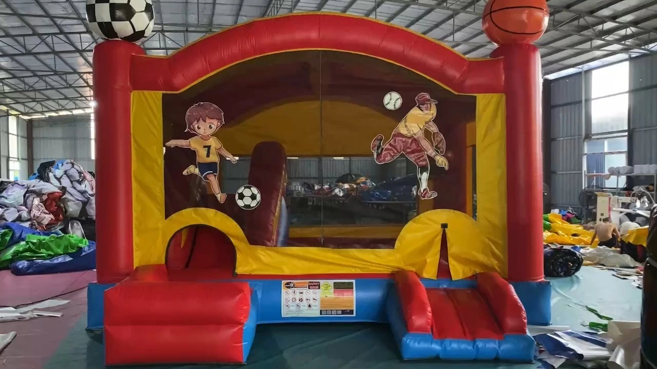 Commercial Grade Inflatable Super Sports Arena Bouncer – Soccer & Basketball Themed Kids Bouncy House 1