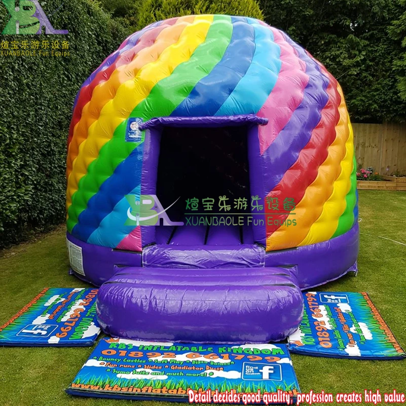 Rainbow Inflatable Disco Dome Bouncy Castle Party Tent with Step Entrance 1