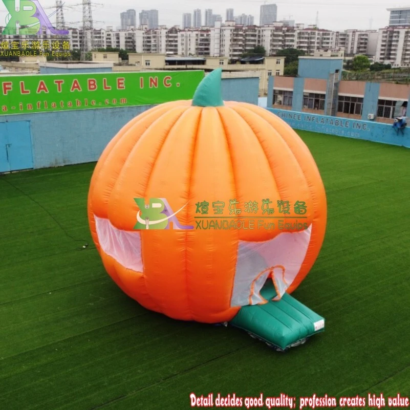 Giant Pumpkin Inflatable Bouncy Castle - Halloween Themed Play Bouncy with Entrance Step for Kids 1