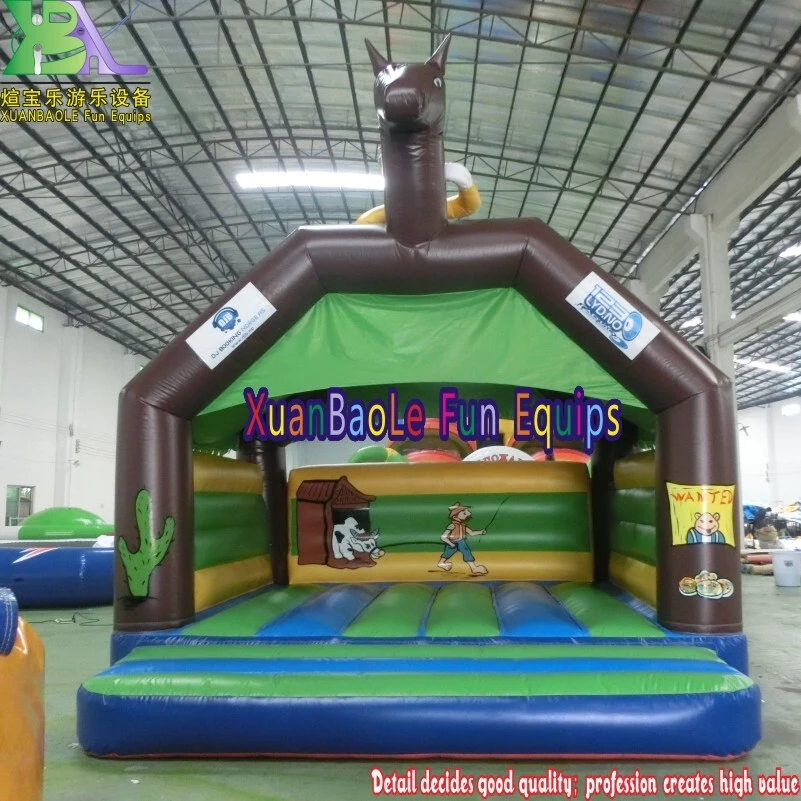 Western Cowboy & Brown Horse Inflatable Bounce House - Kids Desert-Themed Jumping Castle 1