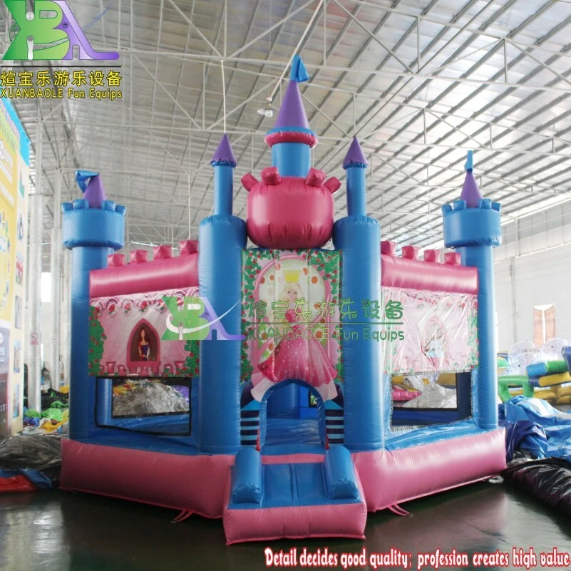 Château gonflable de princesse rose et bleu de qualité commerciale 1