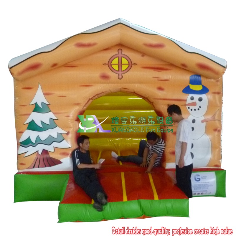 Christmas Snowman Patterned Inflatable Bounce House Castle with Entry Steps 4