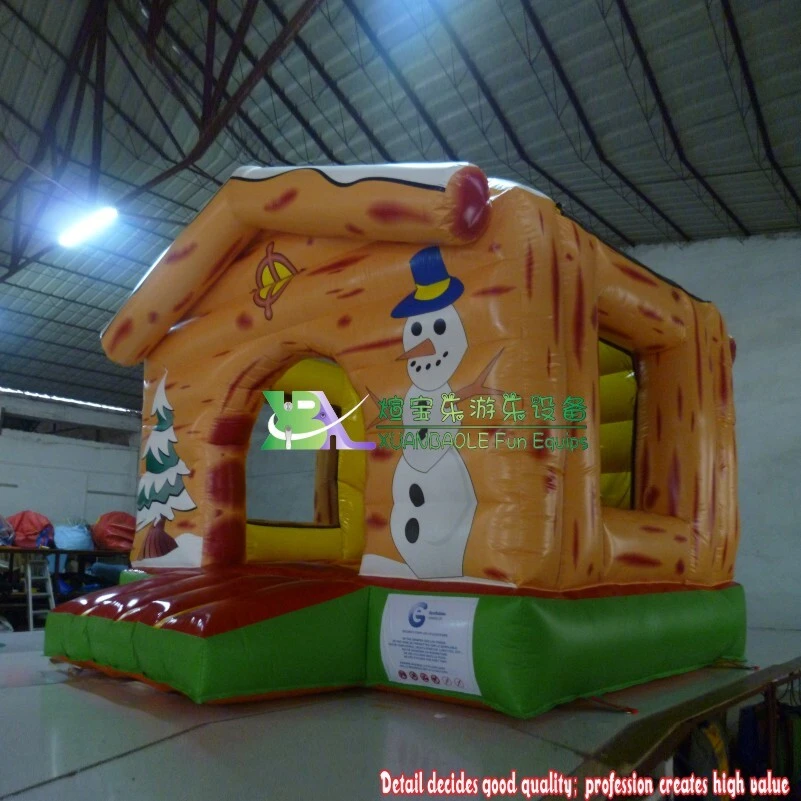Christmas Snowman Patterned Inflatable Bounce House Castle with Entry Steps 1
