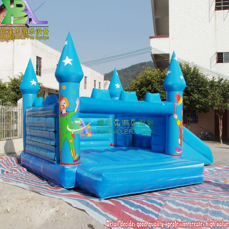 Clown-Themed Blue Castle Inflatable Bounce Castle with Slide 1
