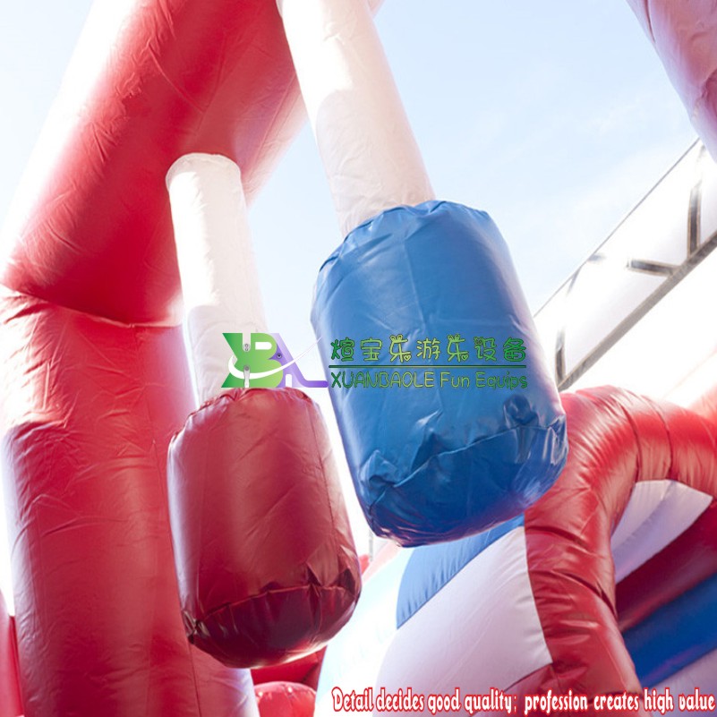 Camión de bomberos inflable duradero con impresión completa, casa de rebote y tobogán 9