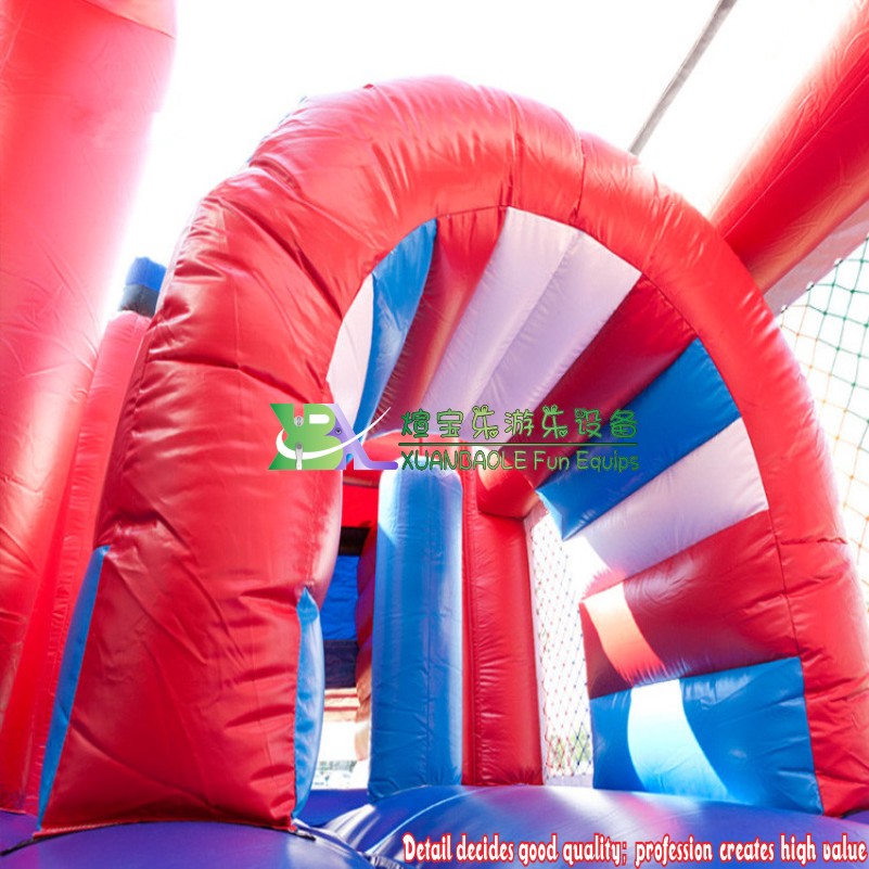 Camión de bomberos inflable duradero con impresión completa, casa de rebote y tobogán 7