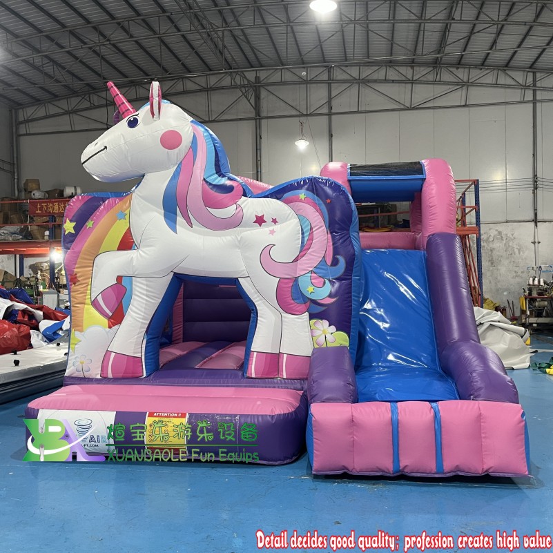2025 Unicorn-Themed Mini Inflatable Bounce & Slide Combo – Kids’ Party Fun Castle 2