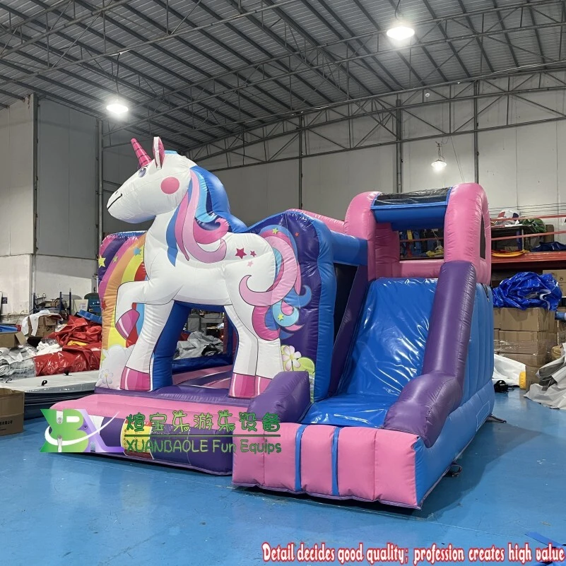 Mini castillo inflable con tobogán y castillo inflable con temática de unicornio 2025: Castillo de diversión para fiestas infantiles 1