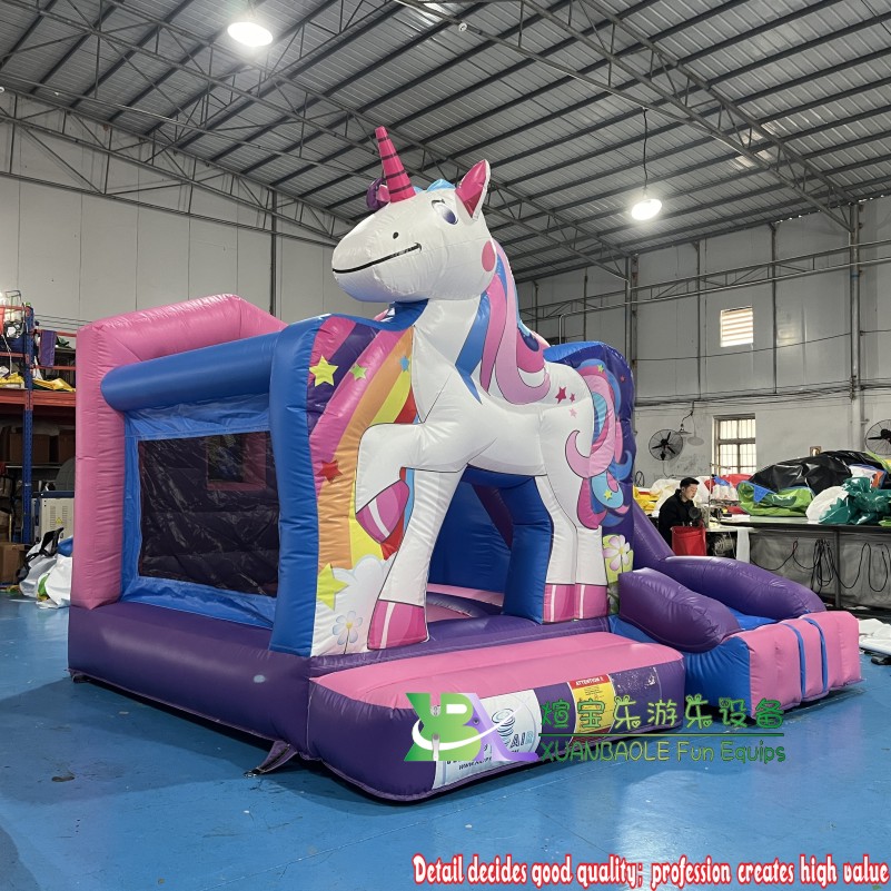 2025 Unicorn-Themed Mini Inflatable Bounce & Slide Combo – Kids’ Party Fun Castle 6