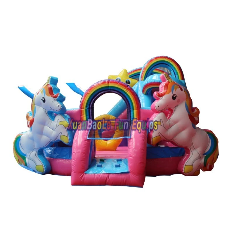 Commercial Inflatable Bounce Combo – Dual Unicorn-Themed Moonwalk Jumping Castle 1