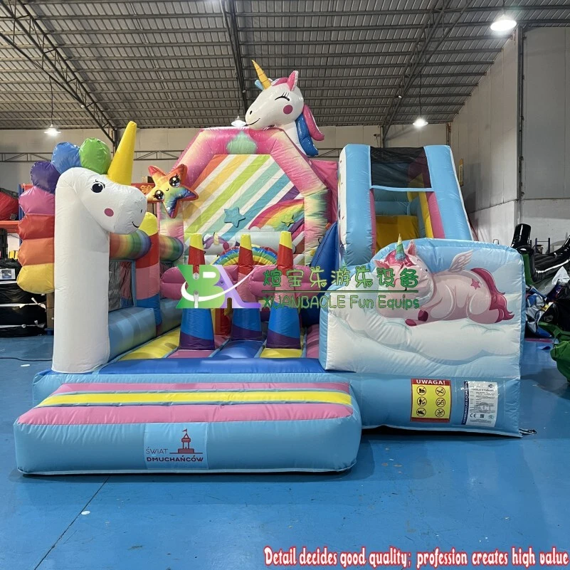 Nouveauté : Château gonflable licorne Sweet Dreams avec toboggan extérieur 1