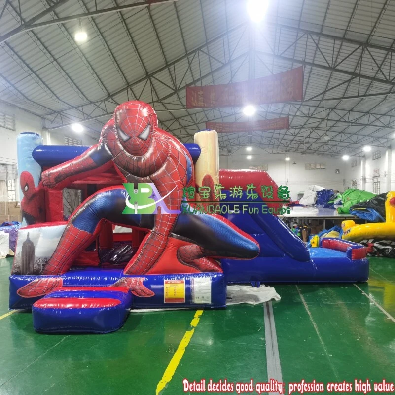 Château gonflable Spiderman 3D pour enfants avec toboggan 1