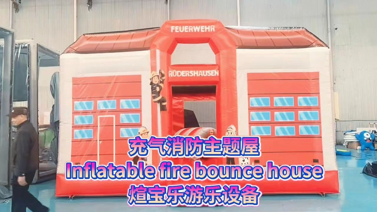 Kids’ Firehouse Inflatable Bouncer - Inflatable Fire Bounce House for Parties & Events 1