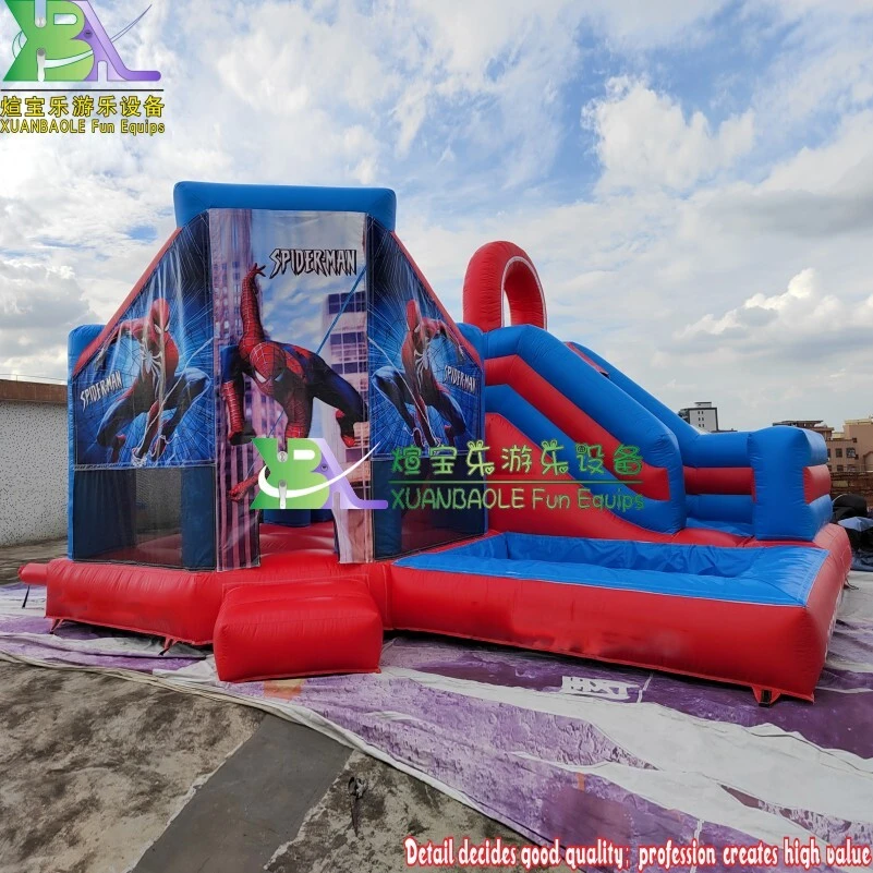 Commercial Grade Spiderman Bouncy Castle with Water Slide & Splash Pool 1